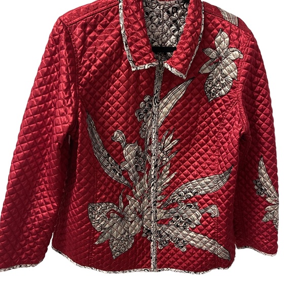 Chico’s Size 2 - Reversible Quilted Lightweight Jacket - Red, White, Black $129 - Picture 2 of 12